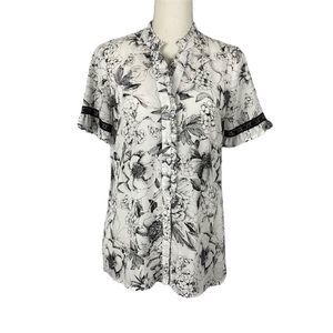 Karl Lagerfeld black and white floral blouse